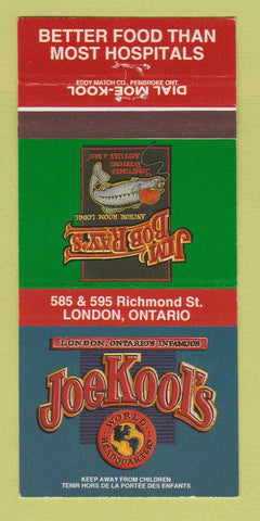 Matchbook Cover - Joe Kool's London ON Jim Bob Ray's Restaurant  30 Strike