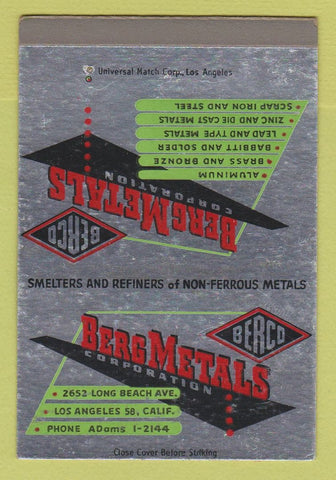 Matchbook Cover - Berg Metals Corp Los Angeles CA 40 Strike