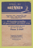 Matchbook Cover - Brenner Iron Metal Winston Salem NC WEAR 40 Strike