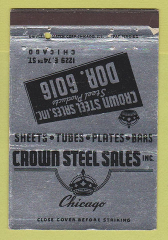 Matchbook Cover - Crown Steel Sales Chicago IL WEAR 40 Strike