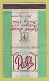 Matchbook Cover - Pal's Restaurant Fort Lauderdale FL WORN 36 Strike