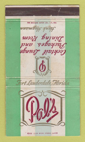 Matchbook Cover - Pal's Restaurant Fort Lauderdale FL WORN 36 Strike