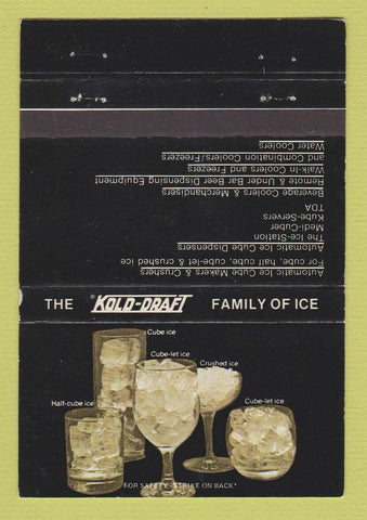 Matchbook Cover - Kold Draft Ice Erie PA Uniflow 40 Strike
