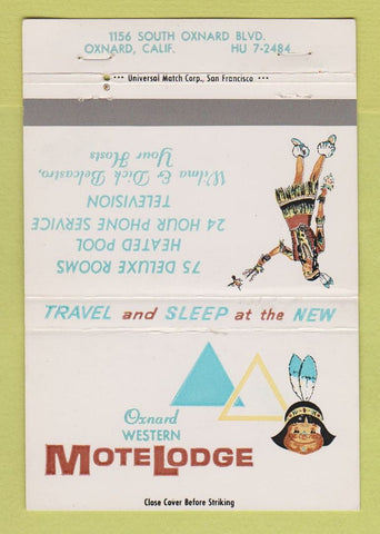 Matchbook Cover - Oxnard Western Motel Lodge girlie Oxnard CA 40 Strike
