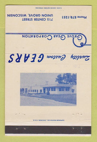 Matchbook Cover - Grove Gear Corporation Union Grove WI 40 Strike