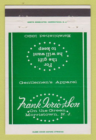 Matchbook Cover - Frank Iorio? & Son Clothes Morristown NJ 40 Strike