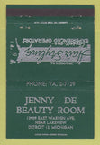 Matchbook Cover - Jenny De Beauty Salon Detroit MI 40 Strike