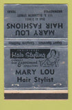 Matchbook Cover - Mary Lou Hair Salon Brownsville TX WEAR 40 Strike