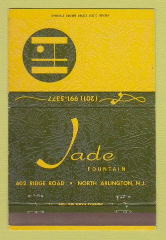 Matchbook Cover - Jade Fountain North Arlington NJ 40 Strike