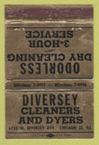 Matchbook Cover - Diversey Cleaners Dyers Chicago IL WEAR 40 Strike