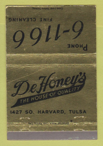Matchbook Cover - De Honey's House of Quality Tulsa OK Cleaners 40 Strike