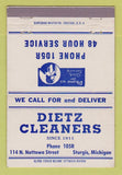 Matchbook Cover - Dietz Cleaners Sturgis MI 40 Strike