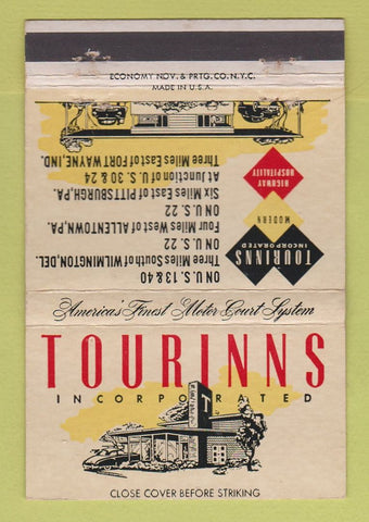 Matchbook Cover - Tourinns Wilmington DE Allentown Pittsburgh PA WEAR 40 Strike