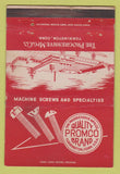 Matchbook Cover - Progressive Machine Screw Torrington CT WORN 40 Strike