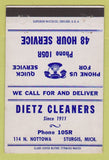 Matchbook Cover - Dietz Cleaners Sturgis MI 40 Strike