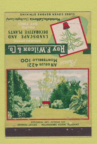 Matchbook Cover - Roy Wilson Landscaping Plants Montebello CA 40 Strike