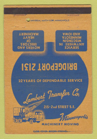 Matchbook Cover - Lambert Transfer Trucking Minneapolis MN 40 Strike