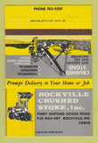 Matchbook Cover - Rockville Crushed Stone MD 40 Strike
