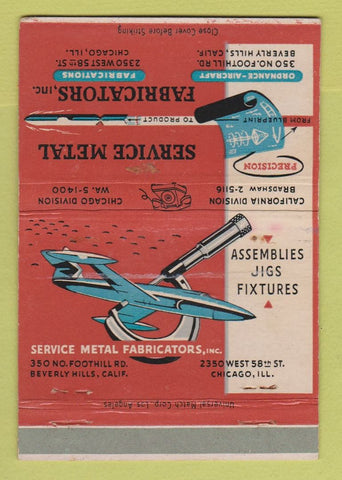 Matchbook Cover - Service Metal Fabricators Chicago IL 40 Strike