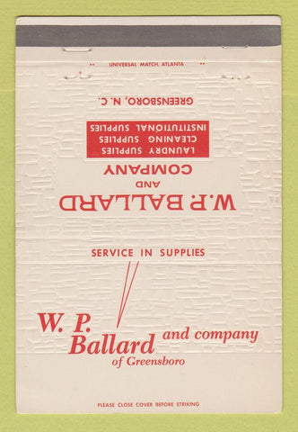 Matchbook Cover - WP Ballard Laundry Cleaning Supply Greensboro NC 40 Strike