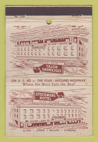 Matchbook Cover - Stockmen's Hotel Elko NV 40 Strike