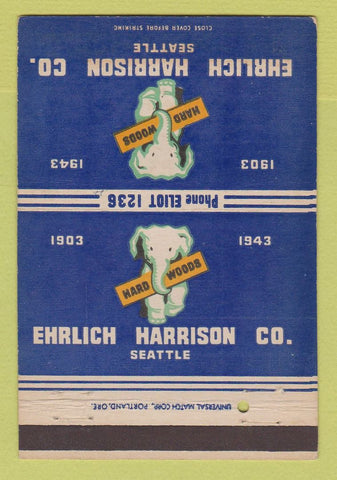 Matchbook Cover - Ehrlich Harrison Seattle WA 1943 Hard Woods 40 Strike