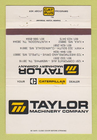 Matchbook Cover - Taylor Caterpillar Tractors Memphis TN Tupelo MS 40 Strike