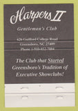 Matchbook Cover - Harpers II Strip Club girlie Greensboro NC 40 Strike