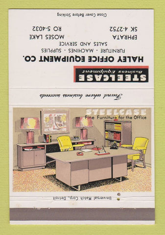 Matchbook Cover - Steelcase Office Furniture Moes Lake Ephrata WA 40 Strike