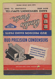 Matchbook Cover - Bud Radio Parts Cleveland OH 40 Strike