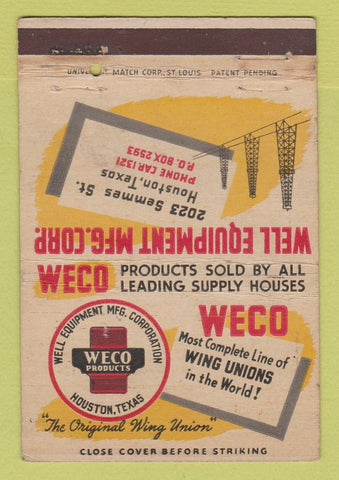 Matchbook Cover - Weco Houston TX Oil Field Equipment WEAR 40 Strike