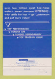 Matchbook Cover - Johnson Boat Motors NO DEALER 40 Strike