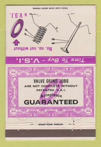 Matchbook Cover - Valve Grind Jobs VSI Valve Spring Inserts 40 Strike