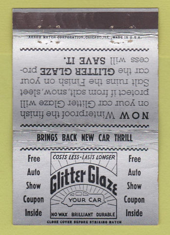 Matchbook Cover - Glitter Glaze Dodge Plymouth Arrow 1941 finish WEAR 40 Strike