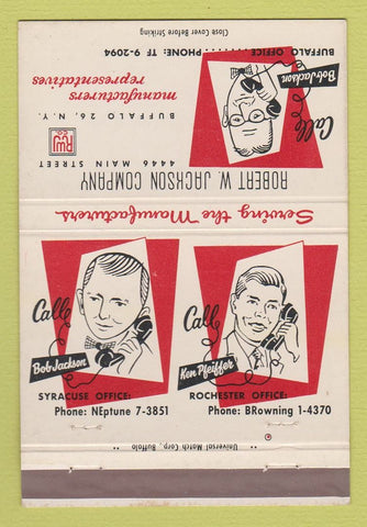Matchbook Cover - Robert Jackson Manufacturers Reps Buffalo NY 40 Strike