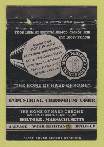 Matchbook Cover - Industrial Chromium Corp Holyoke MA WEAR 40 Strike