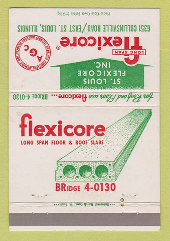 Matchbook Cover - St Louis Flexicore Floor Roof Slabs East St Louis IL 40 Strike