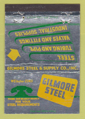 Matchbook Cover - Gilmore Steel  Portland OR Oakland Los Angeles WEAR 40 Strike
