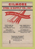 Matchbook Cover - Gilmore Steel  Portland OR Oakland Los Angeles WEAR 40 Strike