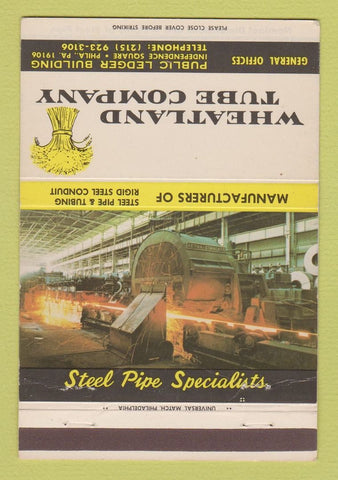 Matchbook Cover - Wheatland Tube Philadelphia PA steel pip 40 Strike