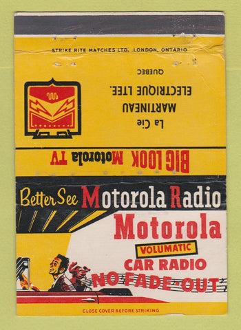 Matchbook Cover - Motorola Radio Quebec QC Martinequ TV WEAR 40 Strike