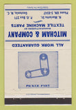 Matchbook Cover - Mitcham Textile Machine Parts Gastonia NC 40 Strike