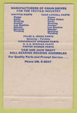 Matchbook Cover - Mitcham Textile Machine Parts Gastonia NC 40 Strike