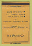 Matchbook Cover - Brown Materials Handling Equipment Baltimore MD WEAR 40 Strike