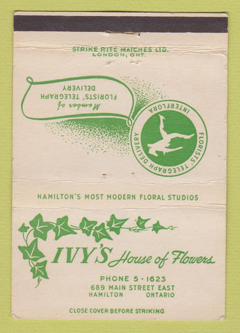 Matchbook Cover - Ivy's Flowers Hamilton ON 40 Strike