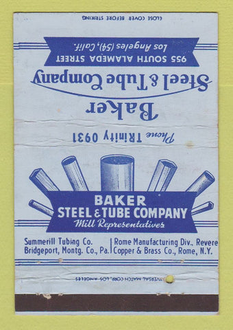 Matchbook Cover - Baker Steel Tube Los Angeles CA WEAR 40 Strike