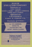 Matchbook Cover - Baker Steel Tube Los Angeles CA WEAR 40 Strike