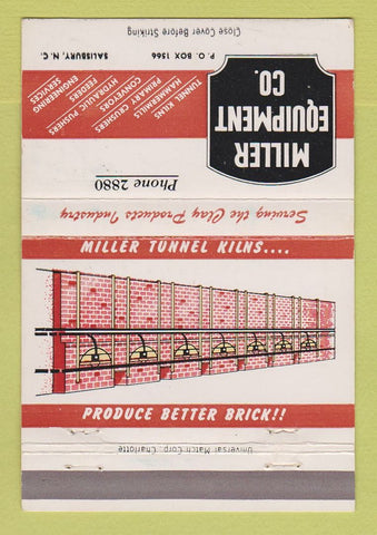 Matchbook Cover - Miller Tunnel Kilns Salisbury NC 40 Strike