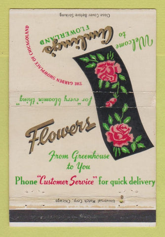 Matchbook Cover - Amling's Flowers Chicago IL WEAR 40 Strike