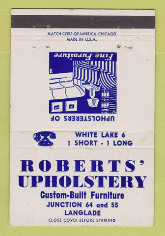 Matchbook Cover - Roberts Upholstery Langdale AL? 40 Strike